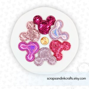 MAKE IT PINK Padded Mouse Applique Set for Crafts, Hair Accessories, Scrapbooks, Cards, Planners, Gifts, Party & Home Décor