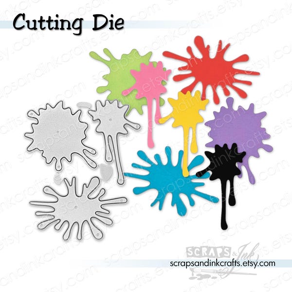 PAINT SPLATTERS Set of 3 Metal Cutting Dies for Papercrafts, Tags, Scrapbooks, Planners, Cards, Gifts, DiY Party & Home Décor- 21043
