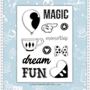 Zestaw przezroczystych stempli MAGIC FUN do papierowych ozdób, prezentów, dekoracji na przyjęcia i do domu inspirowanych Disneyem – 60113