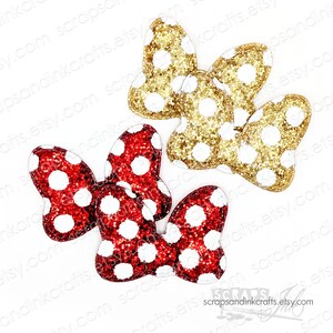 Vadderade glitterrosetter (röd och guld med vita prickar) för hantverk, accessoarer, blandteknik, fest och heminredning - 40312