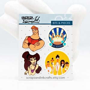 HERCULES #1 Set of 4 Acrylic Embellishments for Disney-Themed Crafts, Scrapbooks, Cards, Hair Accessories, Gifts/Home Décor- 40955