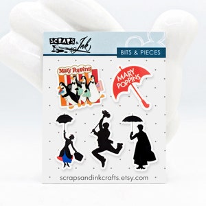 POPPINS #2 Set van 5 acrylversieringen (vlakhars) voor knutselwerkjes, kaarten, accessoires, cadeaus en decoratie met Disney-thema- 41078
