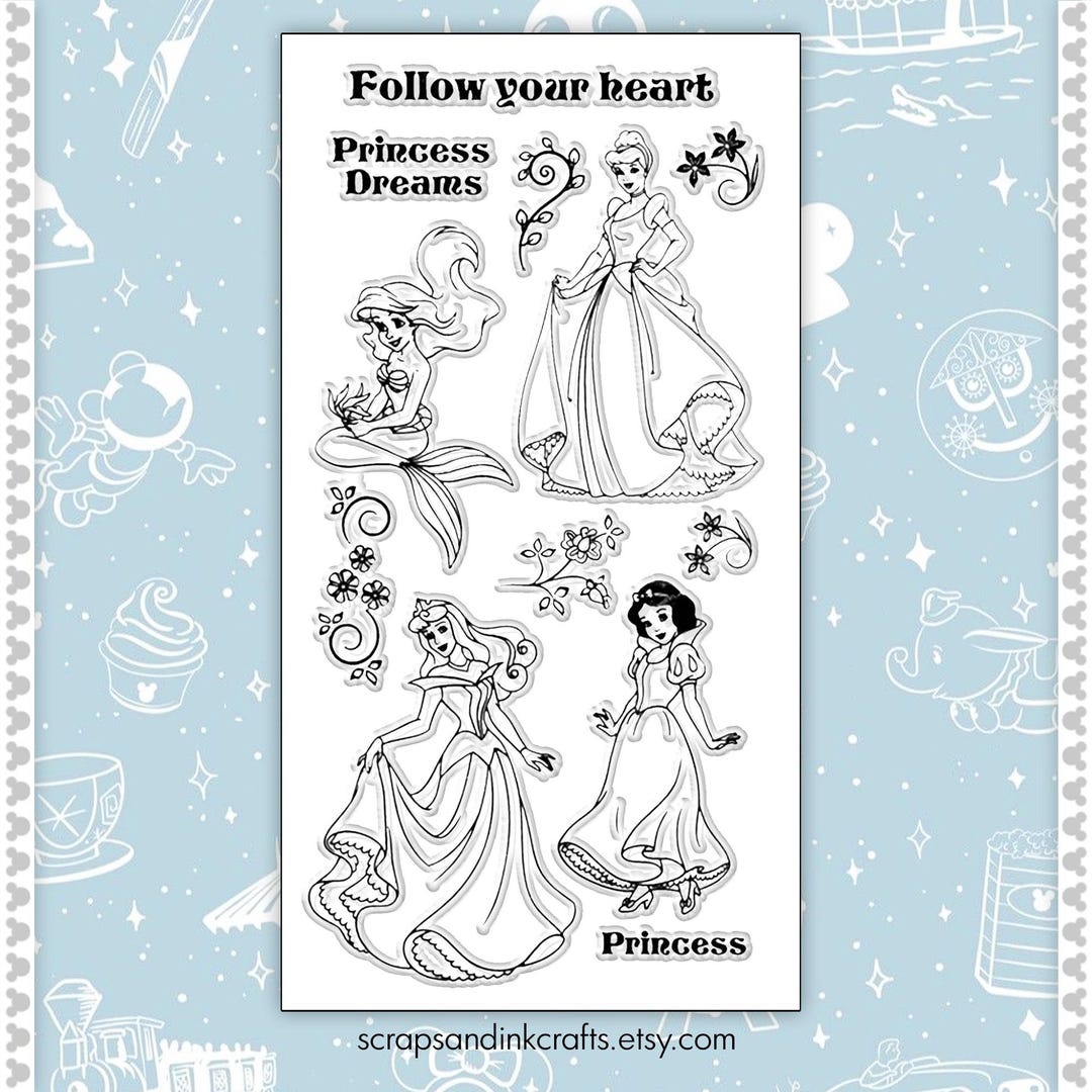 PRINCESS Clear Cling Mount Stamp Set for Disney-inspired Papercrafts ...
