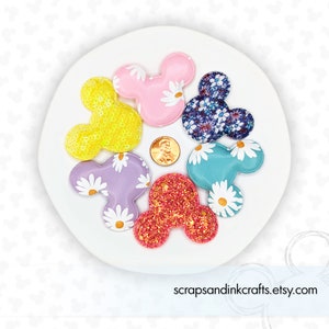 FLOWER & GARDEN Padded Mouse Applique Set for Crafts, Hair Accessories, Scrapbooks, Cards, Planners, Gifts, Party/Home Décor