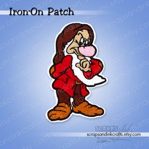 GRUMPY DWARF From Snow White Embroidered Iron-On Patch for Crafts, Hats, Gifts, Clothing, Backpacks, Jackets, Bags, Home Décor- 70416