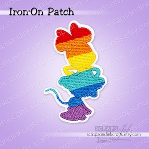 RAINBOW MINNIE Embroidered Iron-On Patch for Crafts, Clothing, Hats, Bags, Accessories & Décor- 70304