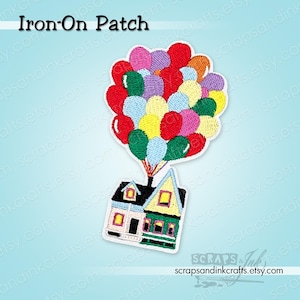 UP HOUSE With BALLOONS Embroidered Iron-On Patch for DiY Crafts, Clothing, Bags & Home Décor- 70237