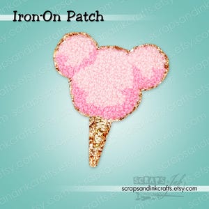 COTTON CANDY MOUSE Embroidered/Chenille Iron-On Patch for DiY Crafts, Clothing, Bags & Home Décor- 70424