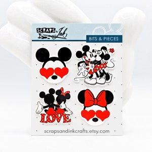 EYE LOVE MICKEY Juego de 4 adornos acrílicos para manualidades con temática de Disney, álbumes de recortes, tarjetas, accesorios para el cabello, regalos/decoración del hogar- 40982