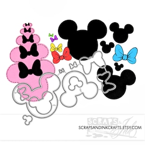 MULTI-SIZE MOUSE Heads W/Bows Set of 10 Metal Cutting Dies for Papercrafts, Scrapbooks, Gifts, Cards, DiY Party & Home Décor- 20613
