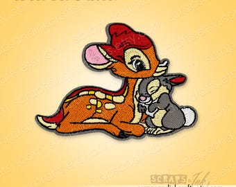BAMBI & THUMPER Embroidered Iron-On Patch for Crafts, Hats, Gifts, Clothing, Backpacks, Jackets, Bags, Home Décor- 70231