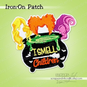 HOCUS POCUS (I Smell Children) Embroidered Iron-On Patch for Crafts, Clothing, Bags & Home Décor- 70230
