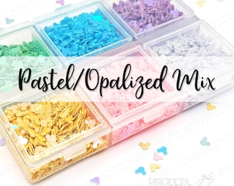MINI MICE SPRINKLES Polvere di Fata in 6 Colori Pastello/Opalizzato per Decorazioni, Artigianato, Resine, Gioielli, Slime, Nail Art, Shaker, Feste e Decorazioni