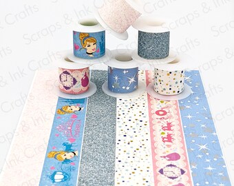PRINCESS CINDERELLA - Inspired Washi Tape (Set of 6) for Disney Paper Crafts, Scrapbooks, Gifts, Cards, Party Décor- 4 Ft/Per Roll- 50103