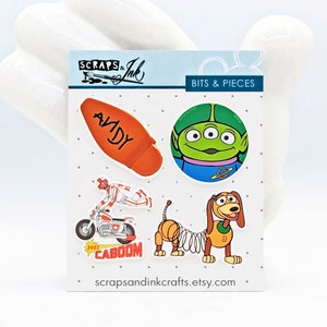 TOY STORY #5 Set of 4 Acrylic Embellishments for Disney-Themed Crafts, Scrapbooks, Cards, Hair Accessories, Gifts/Home Décor- 40964