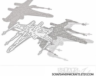 Fustella in metallo X-WING STARFIGHTER per lavori di carta, album di ritagli, biglietti, regali, etichette, agende, fai da te per feste e decorazioni per la casa - 20415