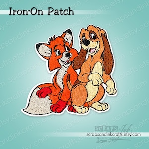 FOX & The HOUND (Tod and Copper) Embroidered Iron-On Patch for Crafts, Hats, Jackets, Bags, Clothing, Backpacks, Décor- 70370XL