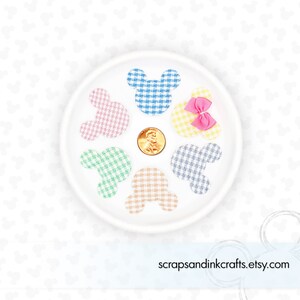 PASTEL GINGHAM Small Padded Mouse Applique Set for Crafts, Hair Accessories, Scrapbooks, Cards, Planners, Gifts, Party & Home Décor- 40307