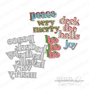 FRASES DE NAVIDAD Juego de 5 troqueles de corte de metal para manualidades de papel, álbumes de recortes, etiquetas, tarjetas, regalos, fiestas de bricolaje y decoración del hogar - 20516