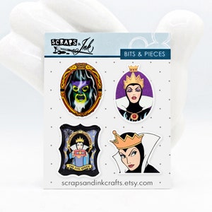 REINA MALVADA Juego de 4 adornos acrílicos para manualidades con temática de Disney, álbumes de recortes, tarjetas, accesorios para el cabello, regalos/decoración del hogar - 41143
