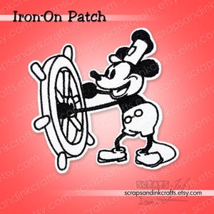 STEAMBOAT WILLIE Embroidered Iron-On Patches for Crafts, Clothing, Hats, Bags & Home Décor- 70311XL