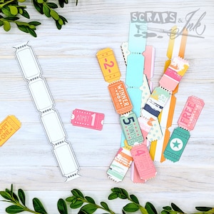 TICKETSTRIP metalen snijmal voor papercrafts, plakboeken, kaarten, cadeaus, tags, planners, doe-het-zelf-feest- en woondecoraties- 20702