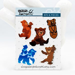 BROTHER BEAR Conjunto de 5 enfeites de acrílico para artesanato com tema Disney, álbuns de recortes, cartões, acessórios de cabelo, presentes/decoração de casa - 41060