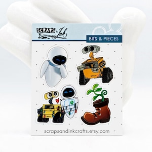 WALL-E ディズニーテーマの工芸品、スクラップブック、カード、ヘアアクセサリー、ギフト/ホームデコレーション用のアクリル装飾品 4 個セット - 41005