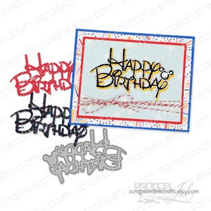 JOYEUX ANNIVERSAIRE * Nouveau format plus grand ! Matrice de découpe en métal pour travaux manuels en papier, étiquettes, agendas, cartes, journaux, cadeaux, fêtes et décoration d'intérieur - 20243
