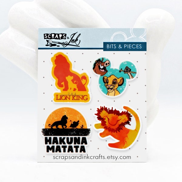 LION KING Set of 4 Acrylic (Planar Resin) Embellishments for Disney-Themed Crafts, Cards, Accessories, Gifts & Décor- 41109