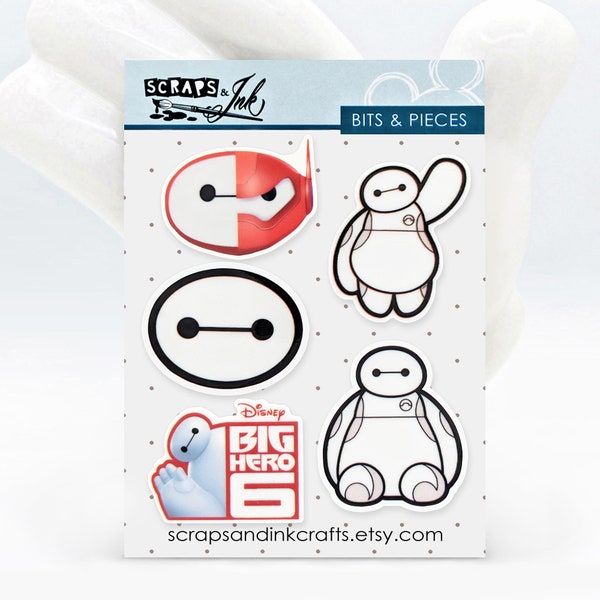 BAYMAX Set of 5 Acrylic Embellishments for Disney-Themed Crafts, Scrapbooks, Cards, Hair Accessories, Gifts & Home Décor- 41124