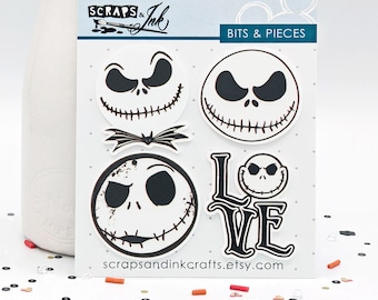 JUST JACK Set of 4 Printed Acrylic Embellishments for Disney/Nightmare B4 Christmas-Themed Crafts, Accessories, Party & Home Décor- 40833