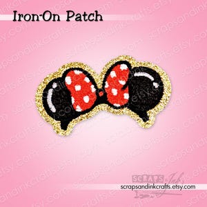 MINNIE EARS HEADBAND Embroidered/Chenille Iron-On Patch for DiY Crafts, Clothing, Bags & Home Décor- 70115