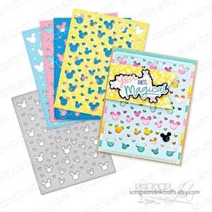 MUIS MET HARTEN ACHTERGROND Metalen snijmal voor papercrafts, plakboeken, kaarten, geschenken, tags, planners, doe-het-zelf feest- en woondecoraties-21403