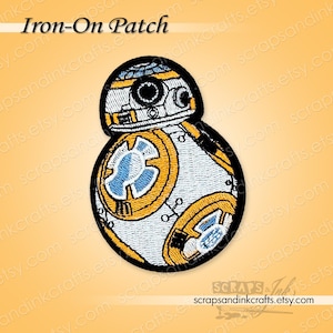 BB-8 DROID Embroidered Iron-On Patch for Crafts, Hats, Gifts, Clothing, Backpacks, Jackets, Bags, Home Décor- 70300