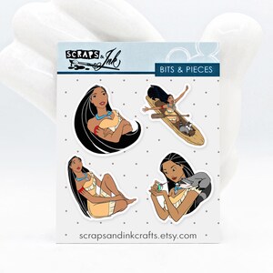 POCAHONTAS #1 Conjunto de 4 enfeites de acrílico para artesanato temático da Disney, álbuns de recortes, cartões, acessórios de cabelo, presentes e decoração para casa - 41197