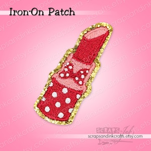 MINNIE LIPSTICK Embroidered/Chenille Iron-On Patch for Crafts, Clothing, Bags & Home Décor- 70196