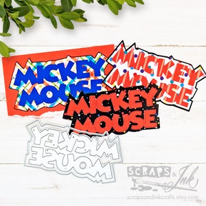 MICKEY NAME W/OUTLINE Set of 2 Metal Cutting Dies for Papercrafts, Scrapbooks, Cards, Gifts, Tags, Planners, DiY Party & Home Décor- 20222