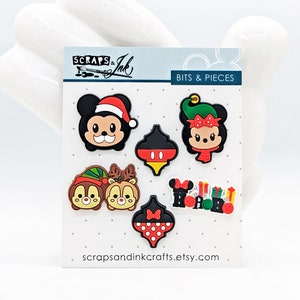 CHRISTMAS CUTIES- Set of 6 Silicone FLATBACK Charms for Crafts/Accessories- 40705