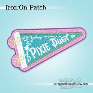 PIXIE DUST PENNANT Embroidered Iron-On Patch for Crafts, Clothing, Bags, Home Décor- 70239