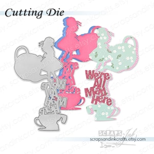 WE&#39;RE All MAD #2 Alice in Wonderland Metal Cutting Die for Papercrafts, Scrapbooks, Cards, Gifts, Planners, DiY Party & Home Décor- 21605