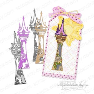 Matrice de découpe en métal RAPUNZEL TOWER pour travaux manuels, scrapbooks, cartes, cadeaux, étiquettes, journaux, décoration de fête et d'intérieur bricolage - 20620
