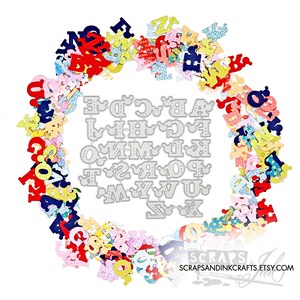 PIXIE ALPHABET Ensemble de 26 matrices de découpe en métal pour travaux manuels en papier, albums de scrapbooking, cartes, cadeaux, étiquettes, agendas, bricolage de fête et décoration d'intérieur - 20506