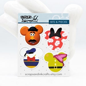 CABEZAS DE PERSONAJES/MIX N.° 1 Juego de 4 adornos acrílicos para manualidades, álbumes de recortes, tarjetas, accesorios, regalos y decoración con temática de Disney - 41067