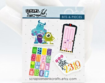 MONSTERS, INC.- Set of 4 Acrylic Embellishments for Disney-Themed Crafts, Scrapbooks, Cards, Hair Accessories, Gifts & Home Décor- 40847