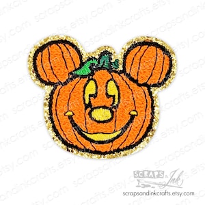 PUMPKIN MOUSE Embroidered/Chenille Iron-On Patch for Crafts, Clothing, Bags & Home Décor- 70133