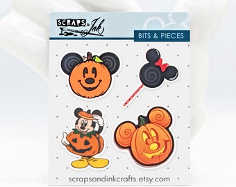 NOT-SO-SCARY Set of 4 Acrylic Embellishments for Disney-Themed Crafts, Scrapbooks, Cards, Hair Accessories, Gifts & Home Décor- 40821