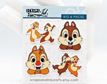 CHIP & DALE #1 Set di 4 decorazioni acriliche per artigianato, album di ritagli, biglietti, accessori per capelli, regali/decorazioni per la casa - 40883