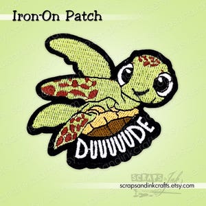 SQUIRT DUUUDE / Tartaruga Marinha do NEMO - Patch bordado termocolante para artesanato, chapéus, presentes, roupas, mochilas, decoração de casa - 70340