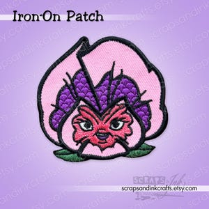 SINGING PURPLE PANSY *Exclusive! Embroidered Iron-On Patch for Crafts, Clothing, Jackets, Hats, Bags, Décor- 70377